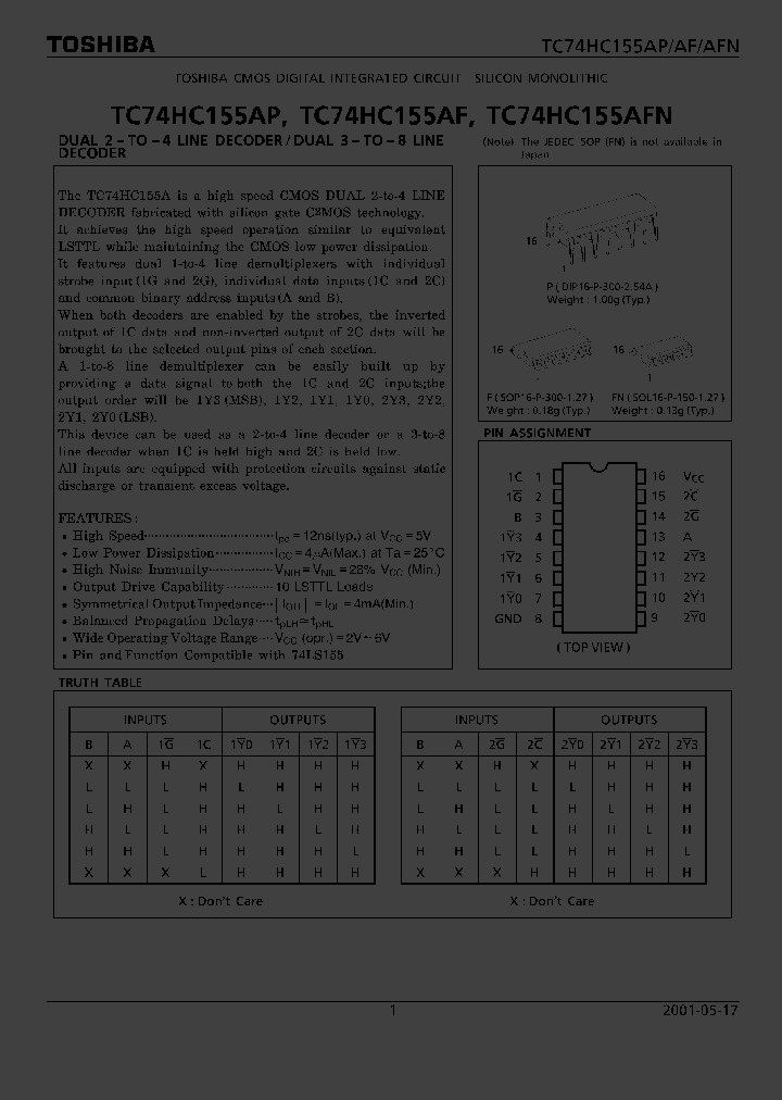 TC74HC155AP_1322447.PDF Datasheet