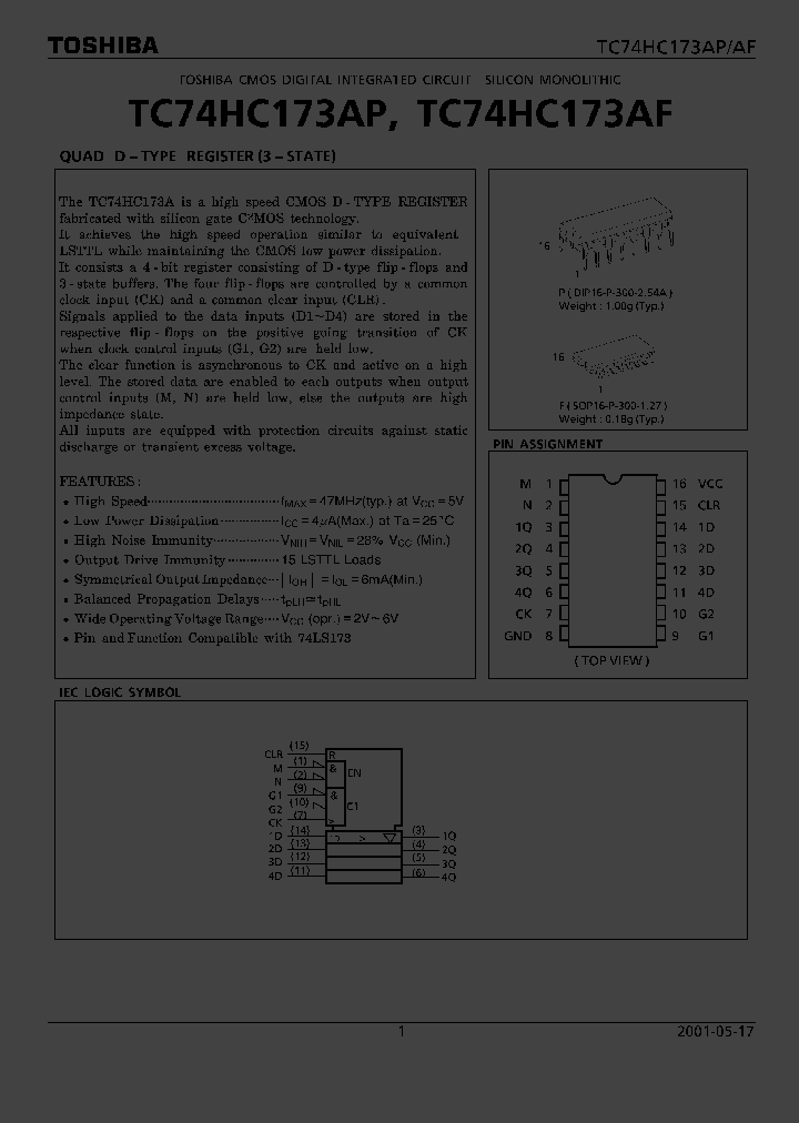 TC74HC173AP_1322450.PDF Datasheet