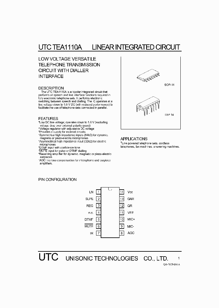 TEA1110A_1127566.PDF Datasheet