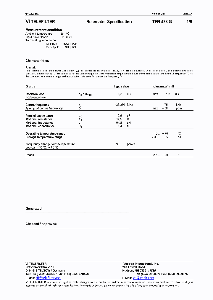TFR433G_1324356.PDF Datasheet