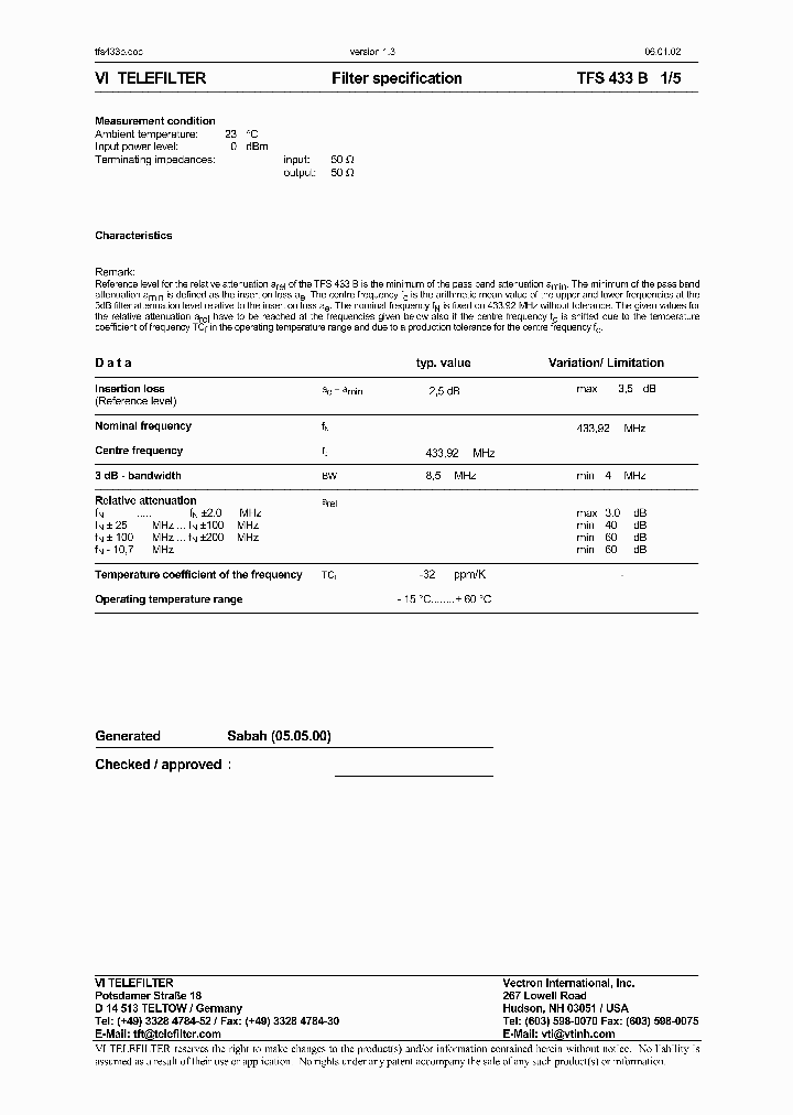 TFS433B_1324610.PDF Datasheet
