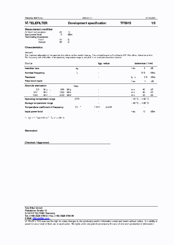 TFS915_1324737.PDF Datasheet
