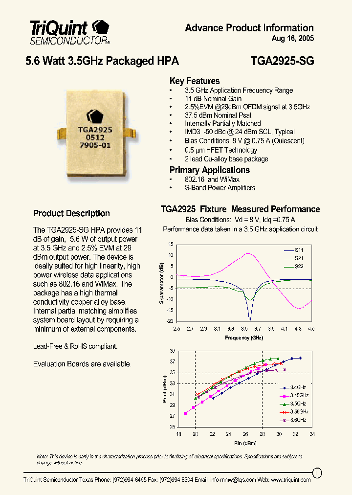 TGA2925-SG_1090354.PDF Datasheet