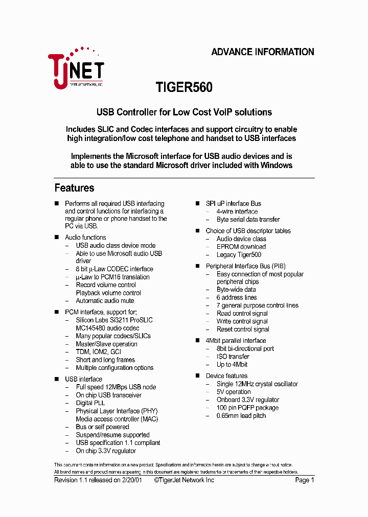 TIGER560_1132616.PDF Datasheet