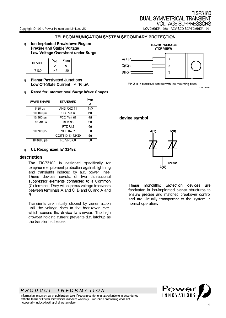 TISP3180_1325440.PDF Datasheet