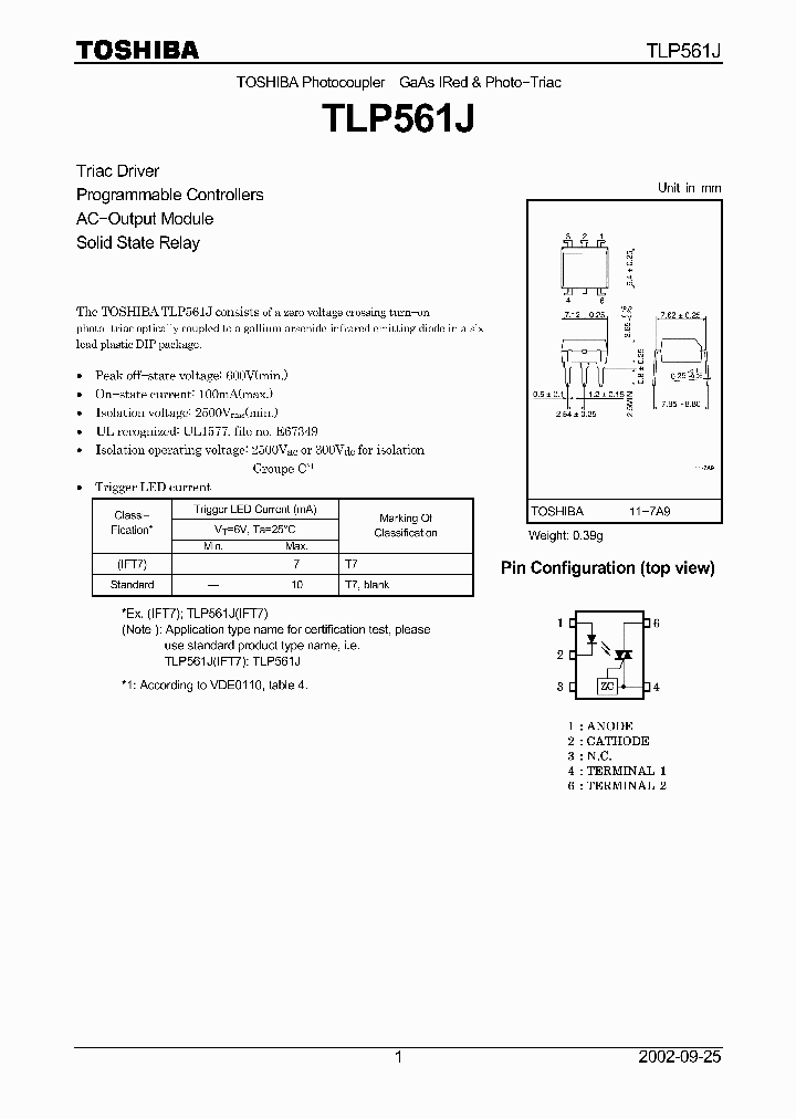 TLP561J_1030795.PDF Datasheet