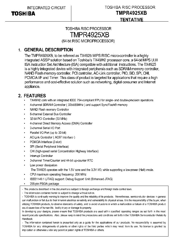TMPR4925XB_1111814.PDF Datasheet