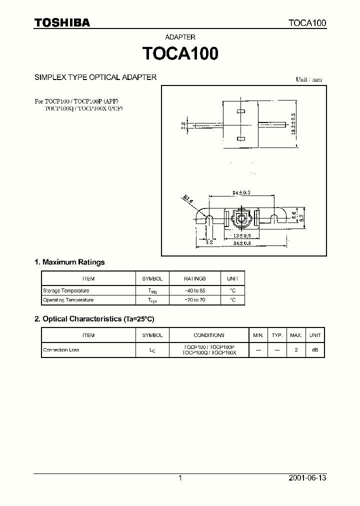 TOCA100_1327639.PDF Datasheet