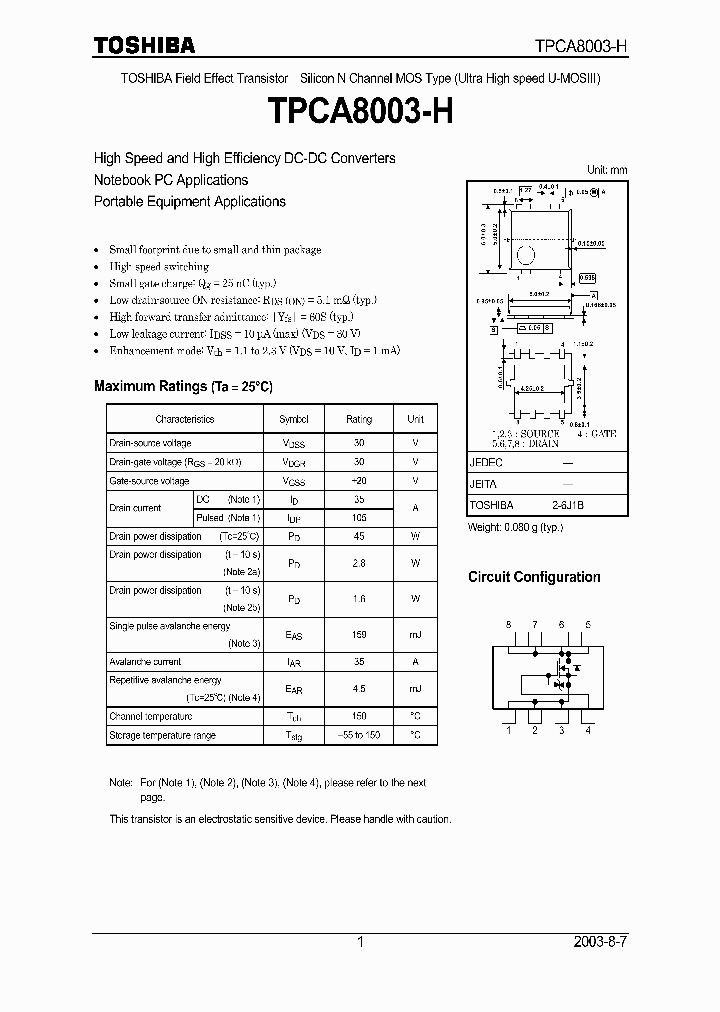 TPCA8003-H_1328008.PDF Datasheet
