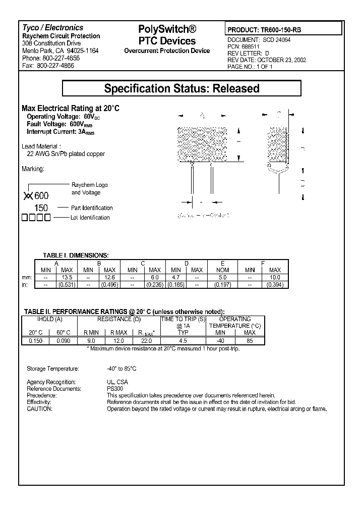 TR600-150-RB_1126988.PDF Datasheet