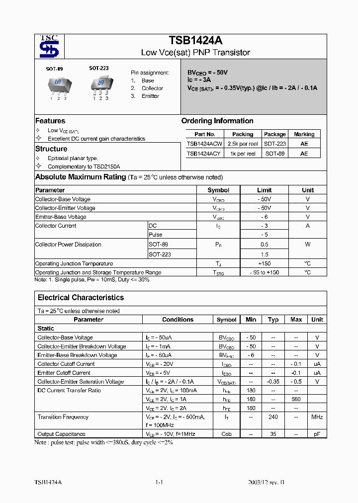 TSB1424ACY_1329248.PDF Datasheet