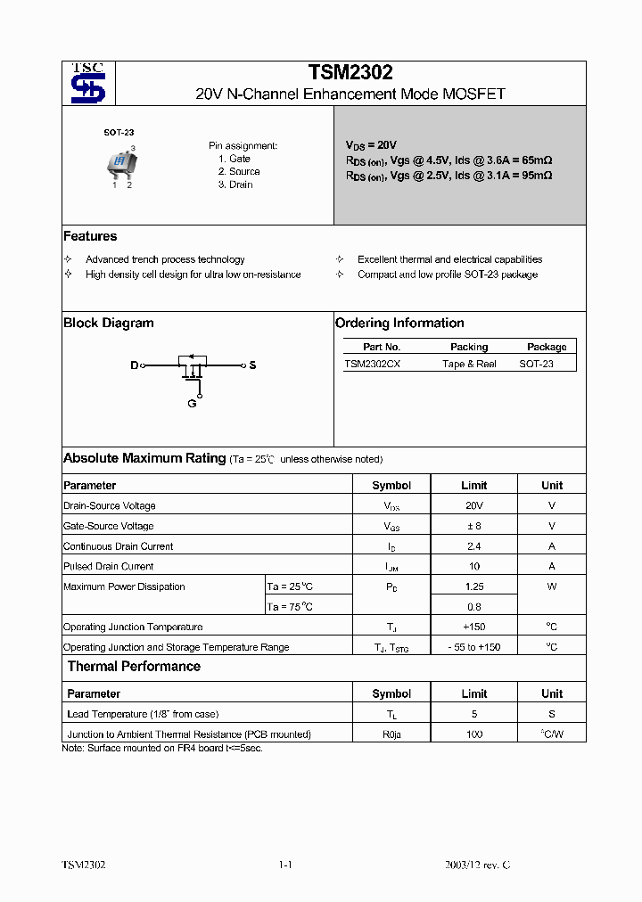 TSM2302CX_1329507.PDF Datasheet