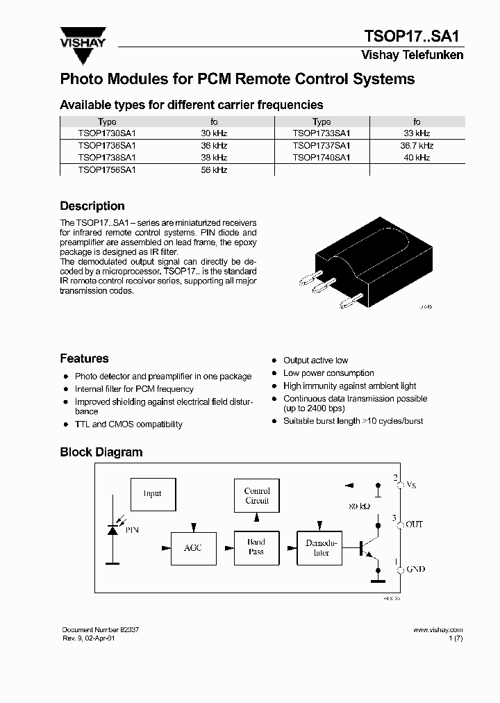TSOP1756SA1_1329602.PDF Datasheet