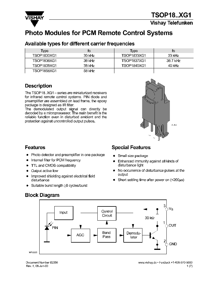 TSOP18XG1_1006345.PDF Datasheet