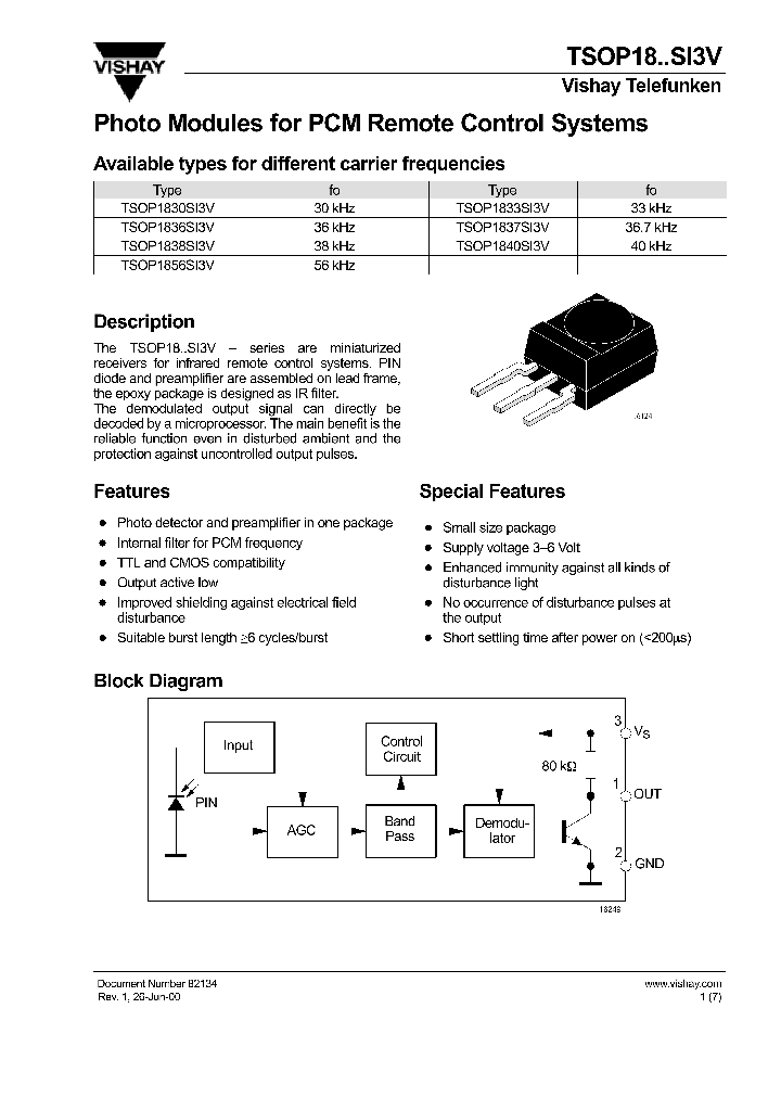 TSOP1856SI3V_1329623.PDF Datasheet