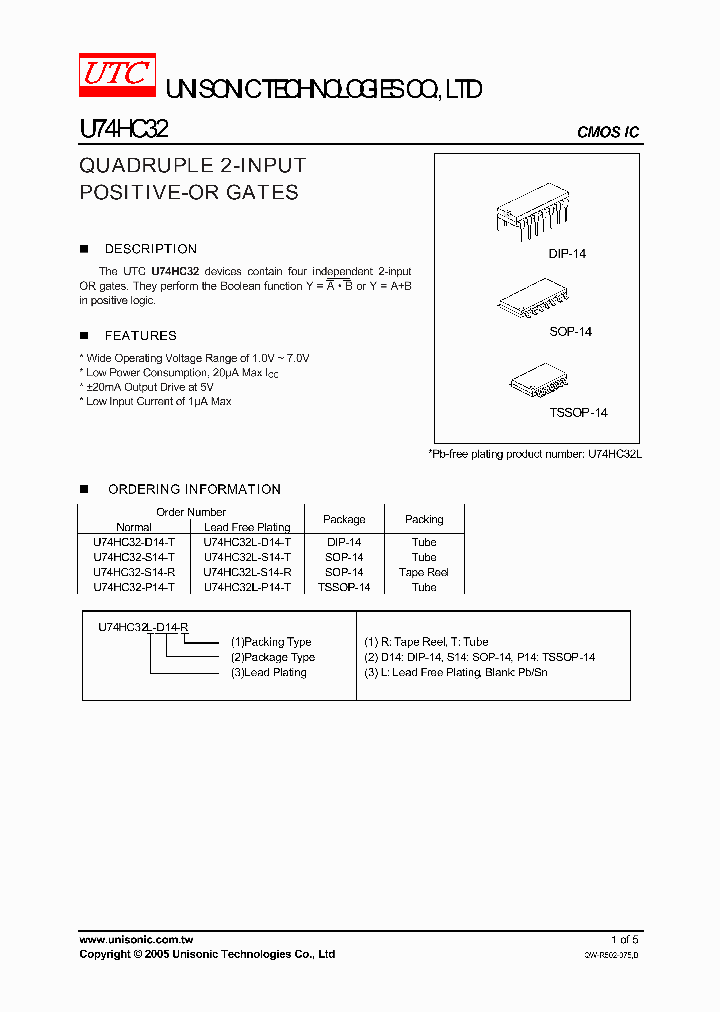 U74HC32L-S14-T_1330376.PDF Datasheet