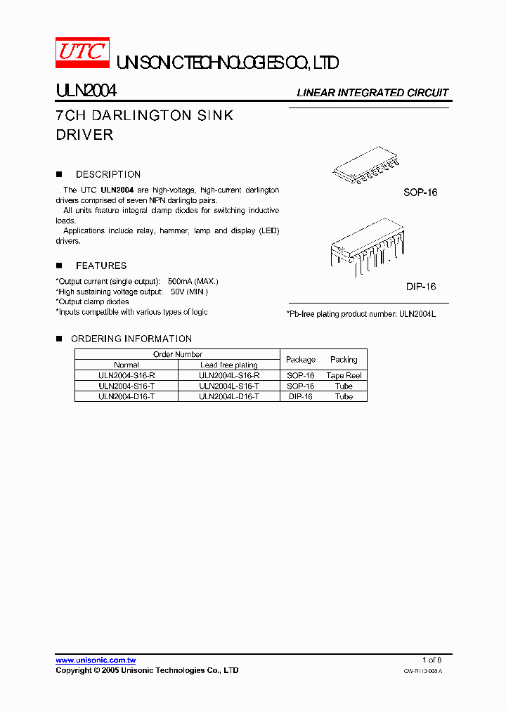 ULN2004-S16-R_1118892.PDF Datasheet
