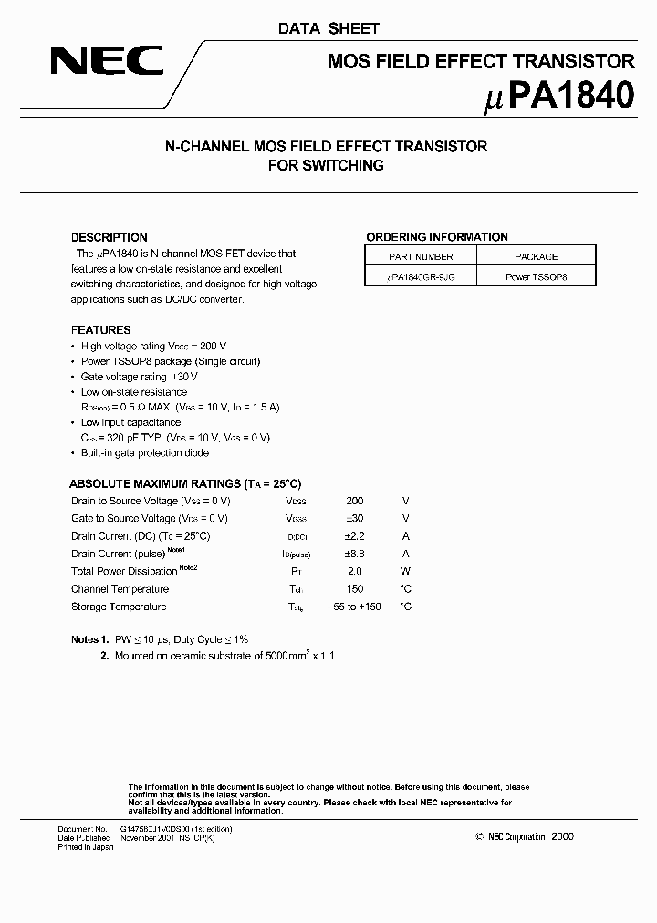 UPA1840_1142416.PDF Datasheet