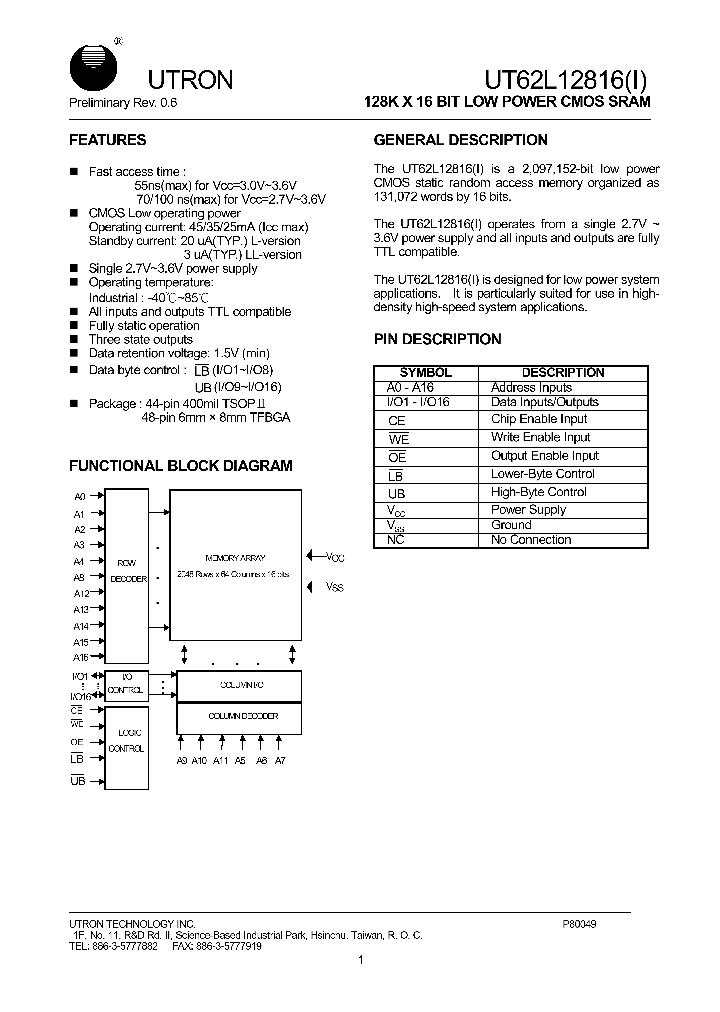 UT62L12816_1187970.PDF Datasheet