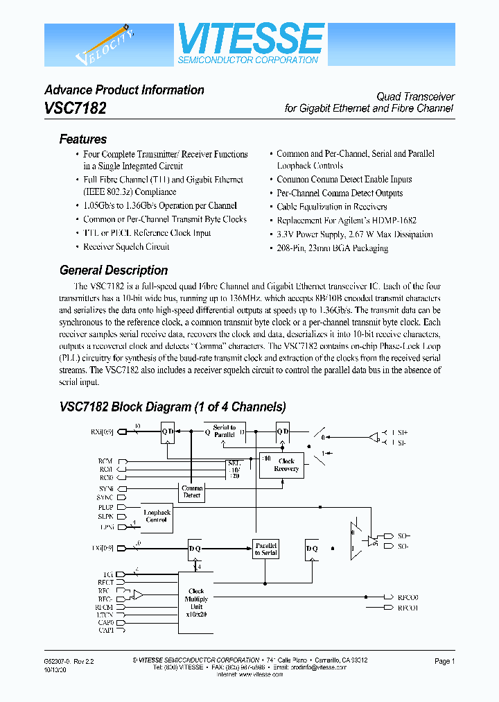 VSC7182_1184319.PDF Datasheet