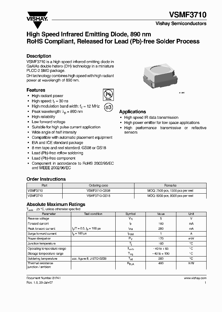 VSMF3710-GS18_1335070.PDF Datasheet