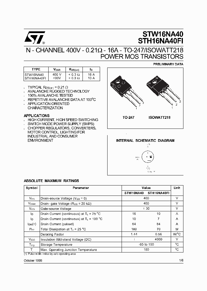 STW16NA40_1016859.PDF Datasheet
