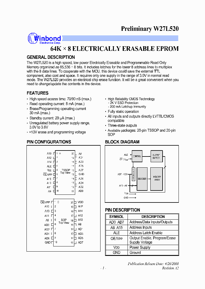 W27L520S-90_848426.PDF Datasheet