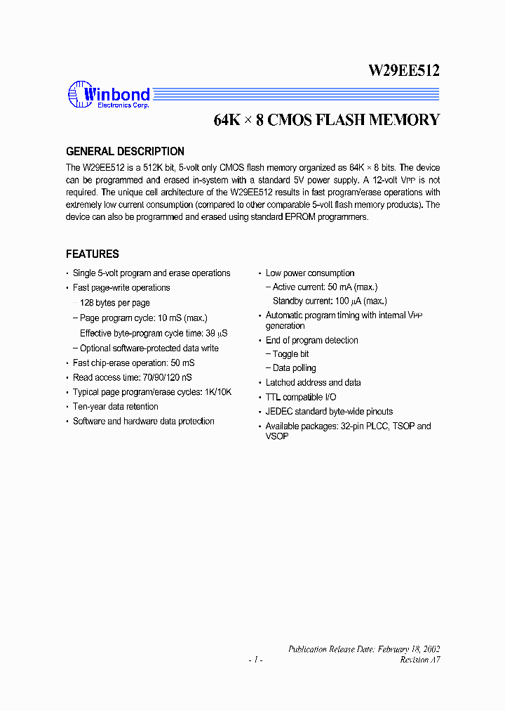 W29EE512_820069.PDF Datasheet