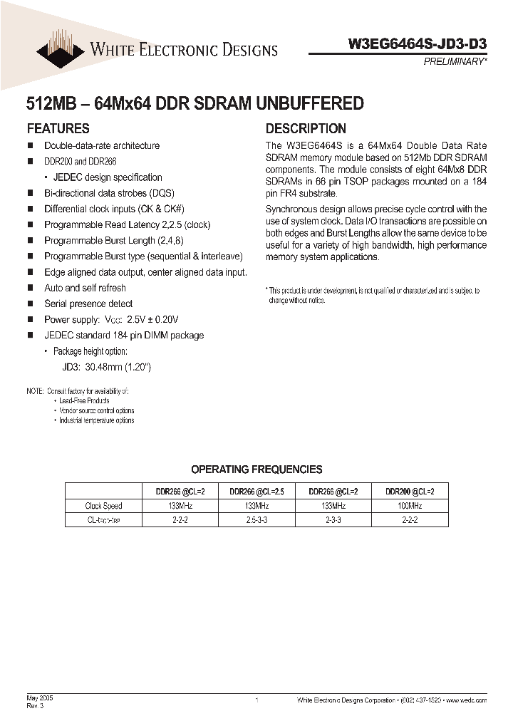 W3EG6464S265JD3_1335545.PDF Datasheet