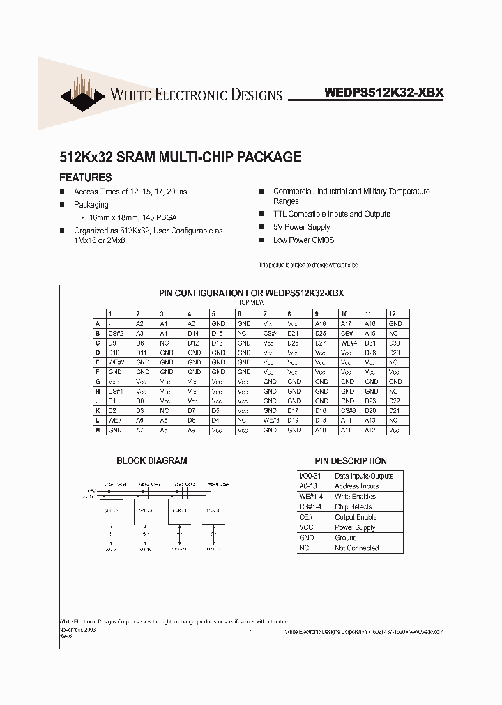WEDPS512K32-12BC_1086393.PDF Datasheet