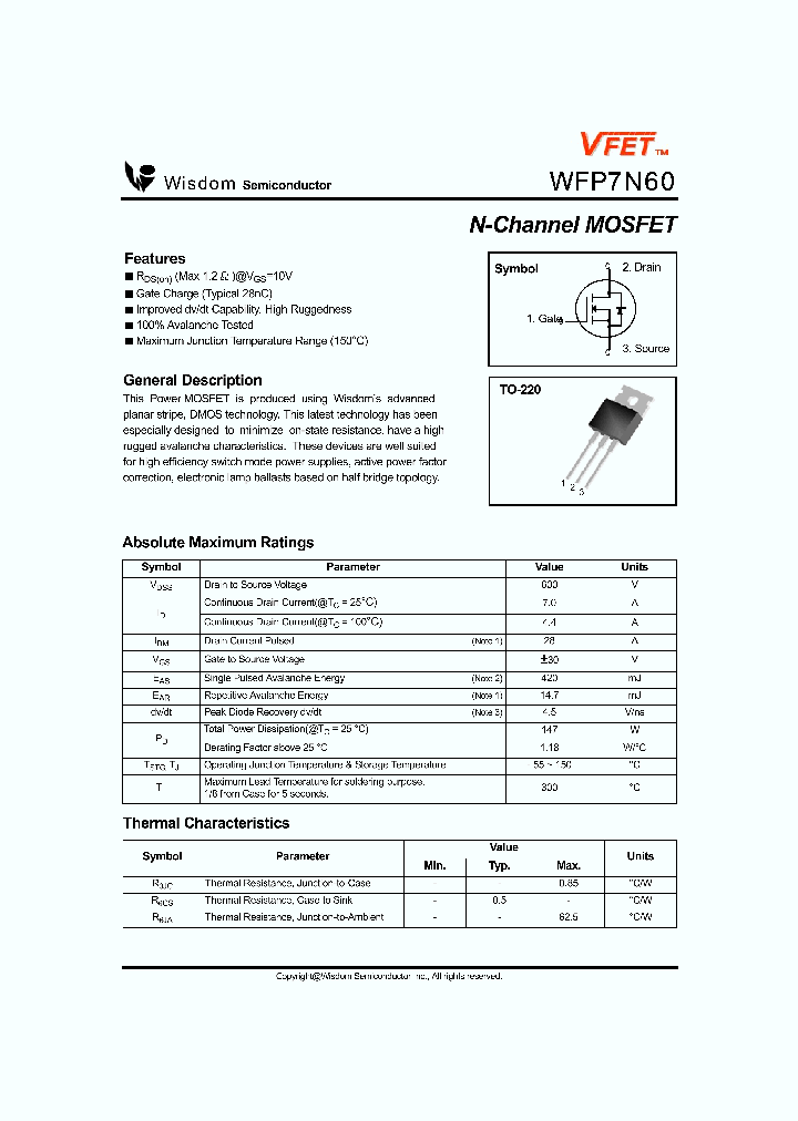 WFP7N60_1182088.PDF Datasheet