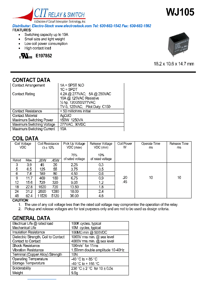 WJ1051CS109VDC45_1336121.PDF Datasheet