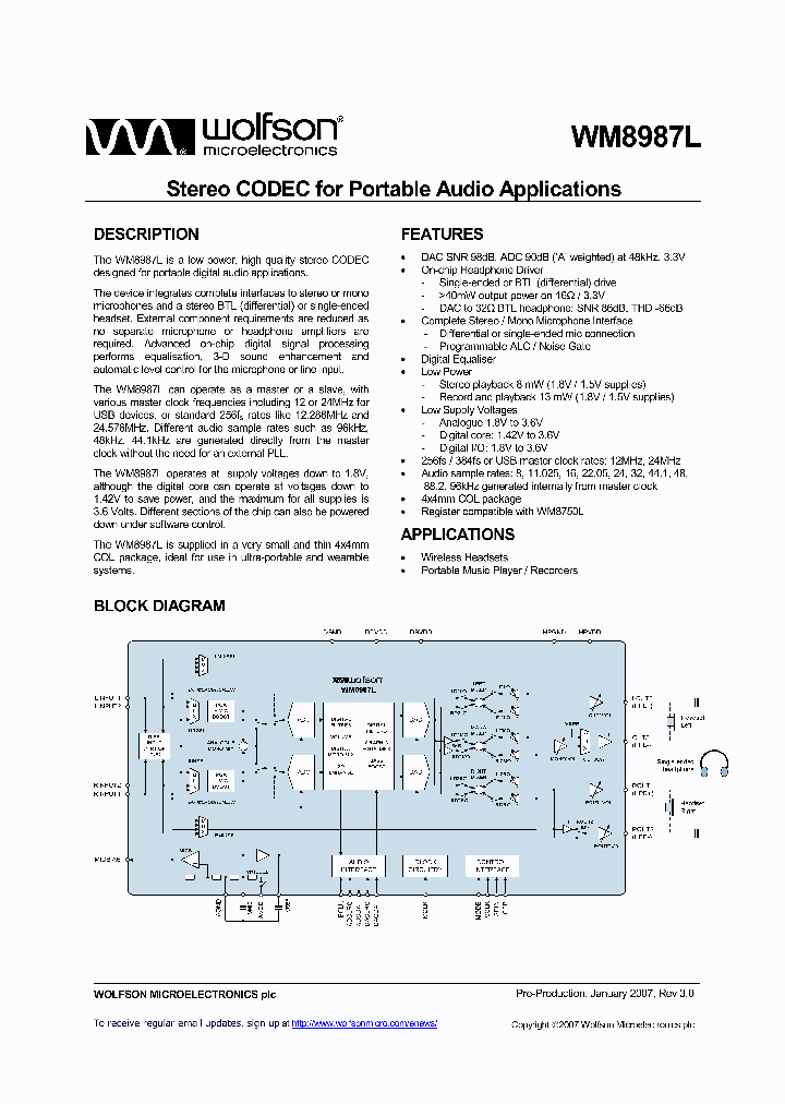 WM8987LGECORV_1111213.PDF Datasheet