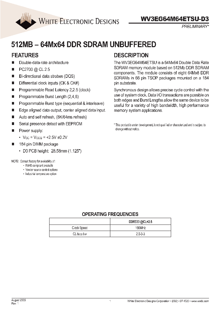 WV3EG64M64ETSU-D3_1087684.PDF Datasheet
