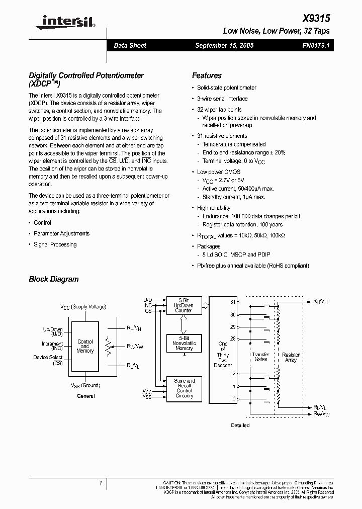 X9315_1148805.PDF Datasheet
