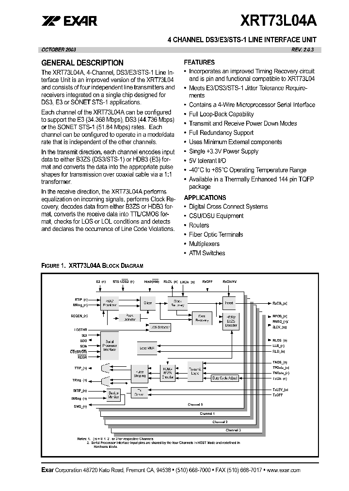 XRT73L04A_1177767.PDF Datasheet