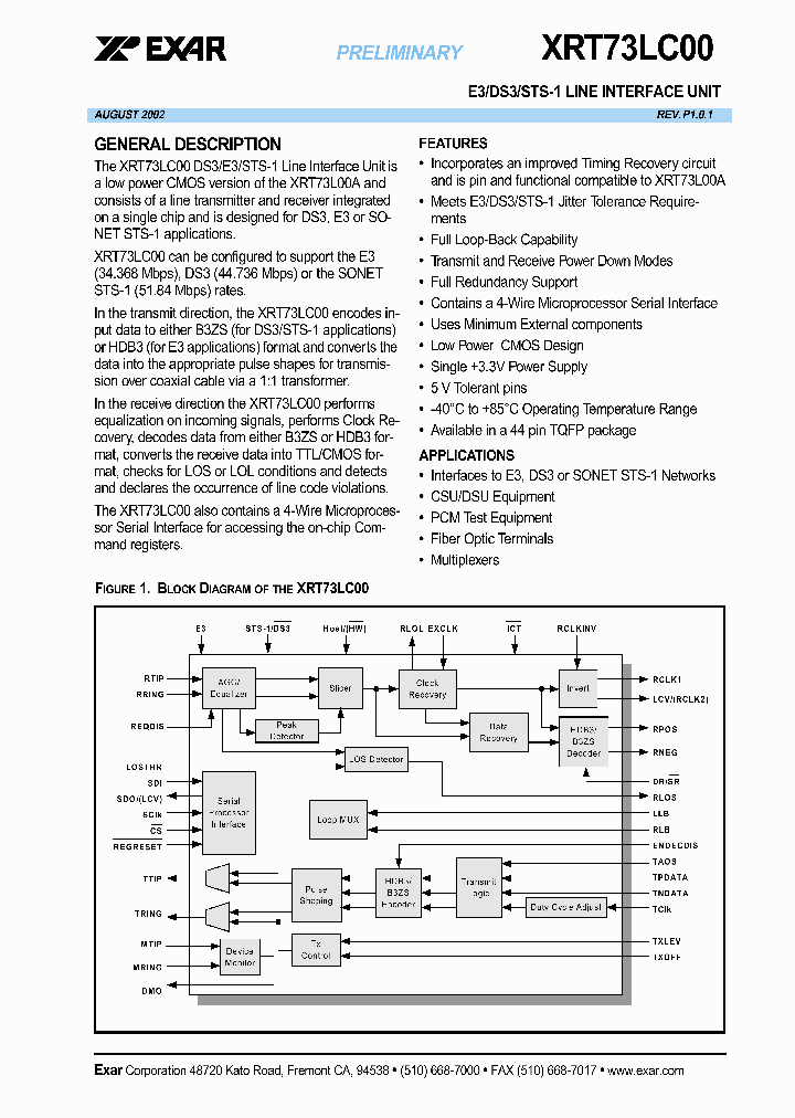 XRT73LC00IV_1338380.PDF Datasheet