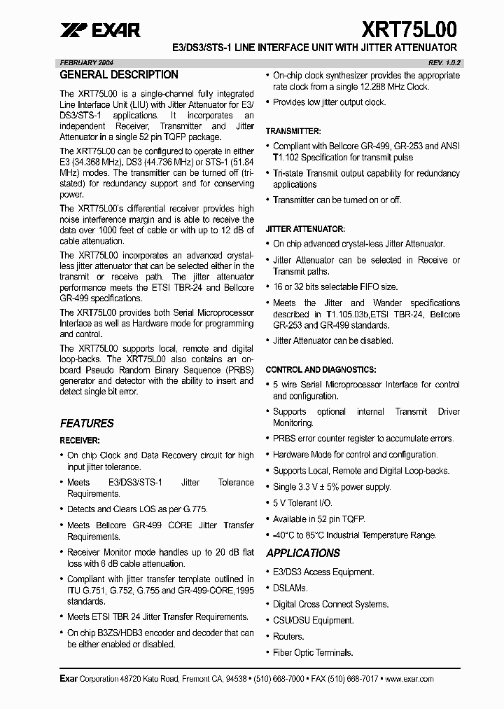 XRT75L00_1177733.PDF Datasheet