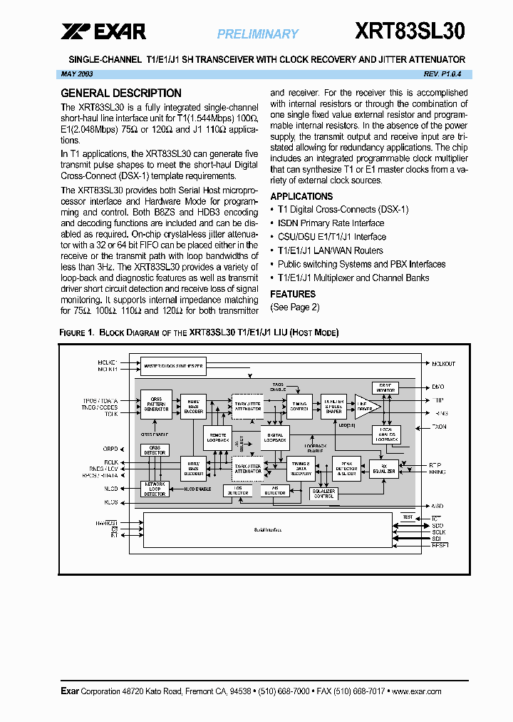 XRT83SL30IV_1338418.PDF Datasheet