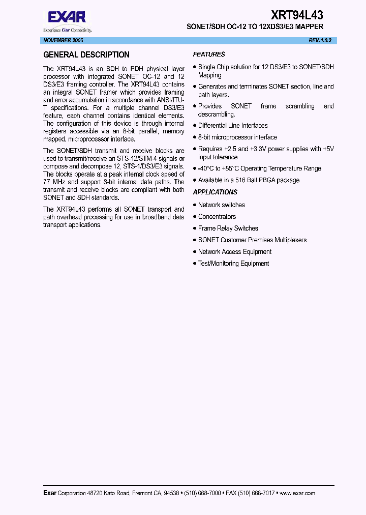 XRT94L4306_1338461.PDF Datasheet