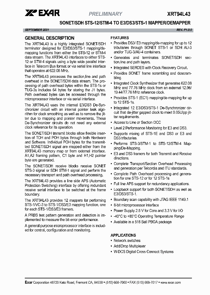 XRT94L43IB_1338462.PDF Datasheet
