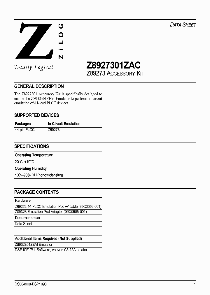 Z8927301ZAC_1338919.PDF Datasheet