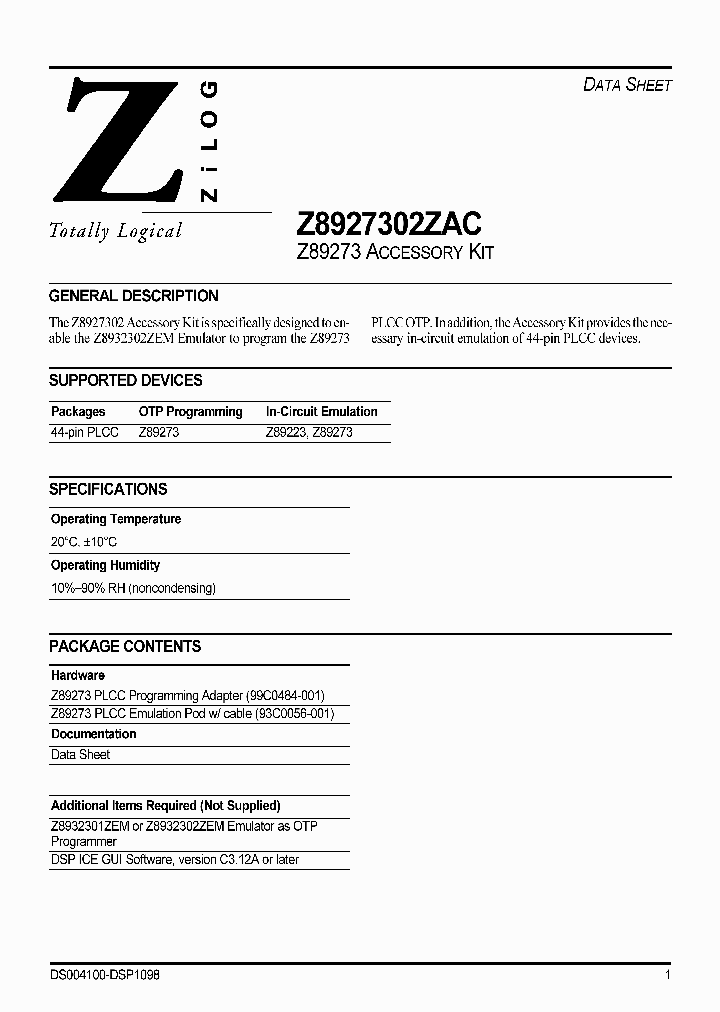 Z8927302ZAC_1338920.PDF Datasheet