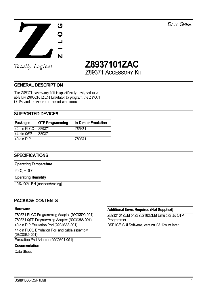 Z89371ZEM_1338931.PDF Datasheet