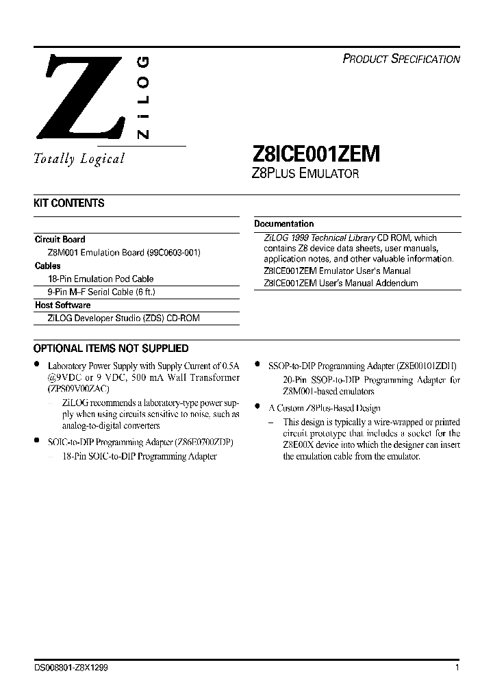 Z8ICE001ZEM_1338947.PDF Datasheet