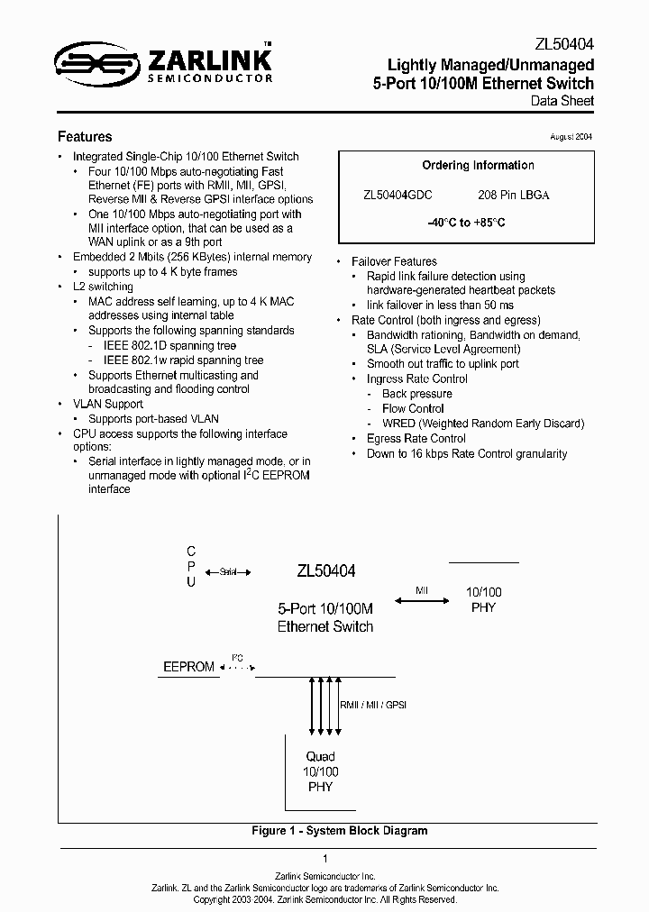 ZL50404GDC_1339214.PDF Datasheet