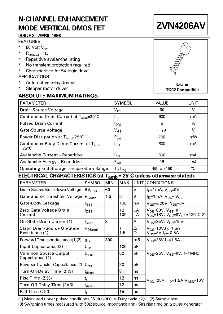 ZVN4206AV_1151223.PDF Datasheet