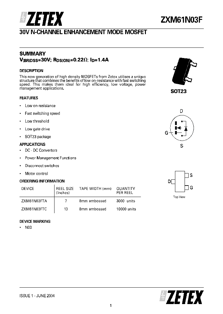 ZXM61N03F04_1157000.PDF Datasheet