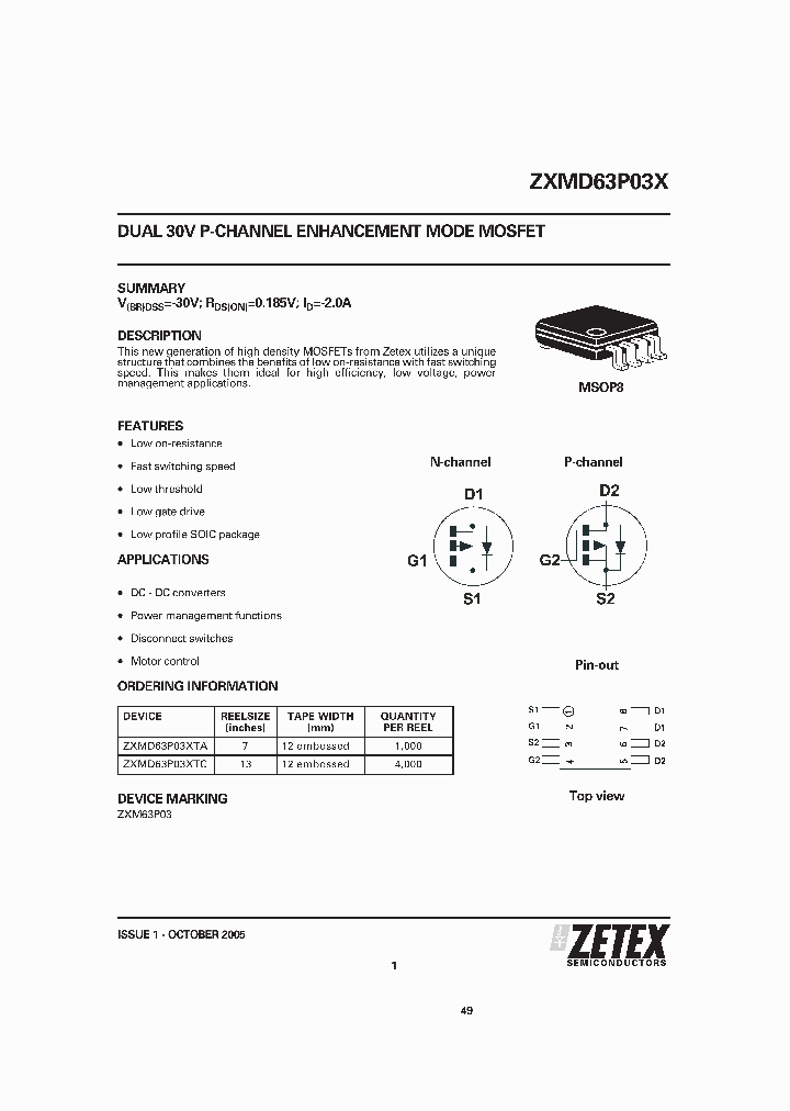 ZXMD63P03XTA_1032493.PDF Datasheet