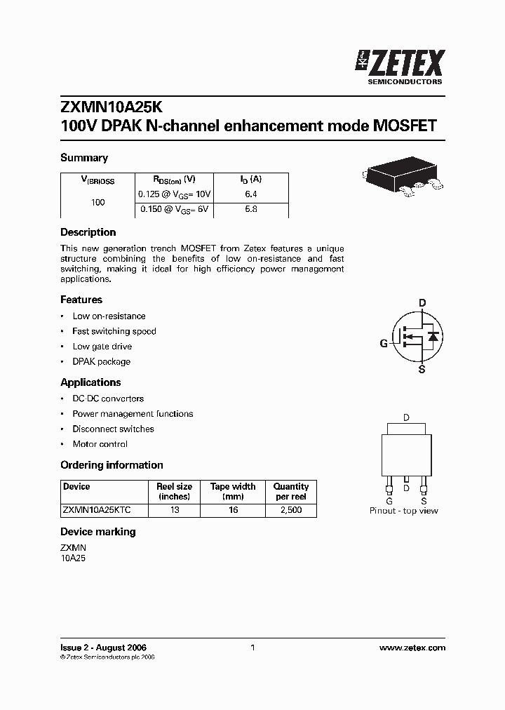 ZXMN10A25KTC_1339842.PDF Datasheet